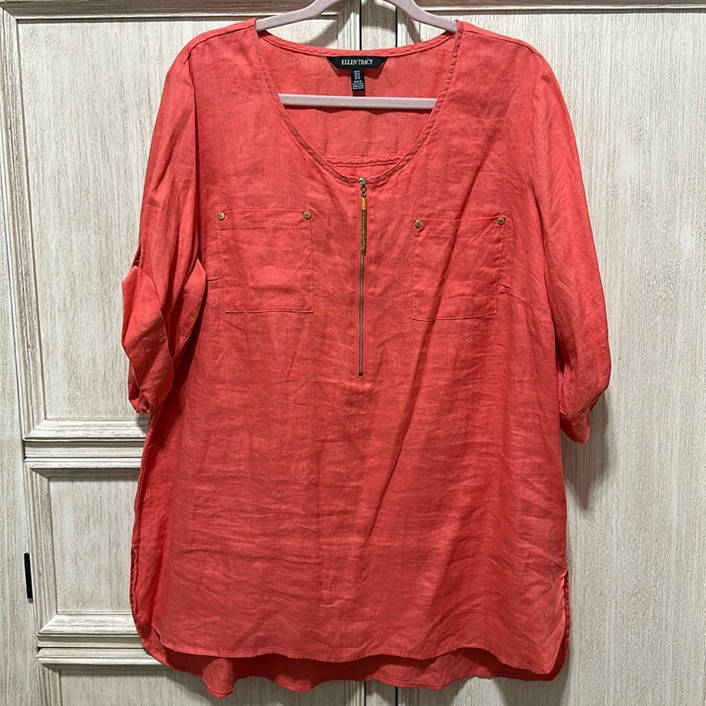 NWOT Ellen Tracy Linen Tunic Size 1X